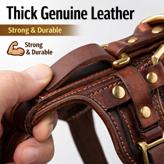 Personalized leather dog harness for large dogs